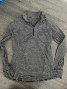 lululemon athletica Black and White Striped Half-Zip Pullover